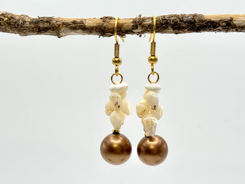 SALE $79 NIIHAU SHELL + CHOCOLATE PEARL EARRING