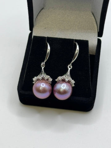 9-10mm Fancy Teardrop Lavender Pearl Dangles