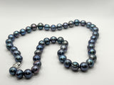 22”  LARGE BLUE SILVER PEARL NECKLACE (9-11mm)