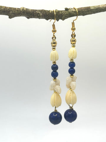 BLUE LAPIZ DANGLE EARRINGS