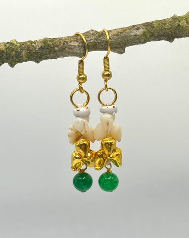 Aventurine + Niihau Momi Dangles