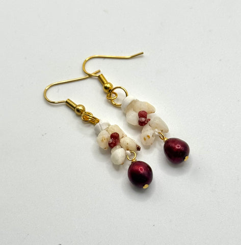VALENTINE’S DAY SALE • NIIHAU SHELL + RED PEARL EARRING $69