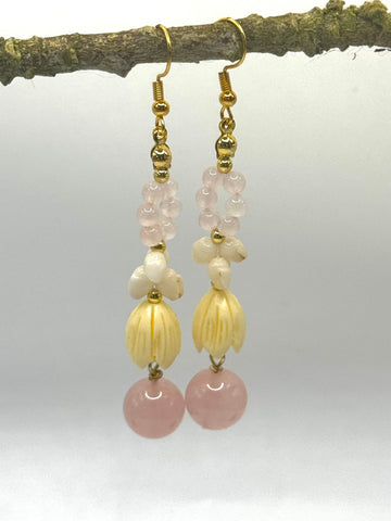 ROSE QUARTZ DANGLE EARRINGS