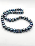 22”  LARGE BLUE SILVER PEARL NECKLACE (9-11mm)