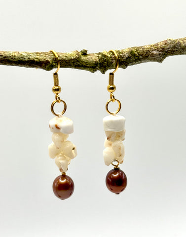 NIIHAU + CHOCOLATE PEARL DANGLE EARRINGS