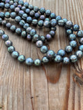 22”  LARGE BLUE SILVER PEARL NECKLACE (9-11mm)