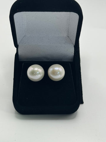 13mm White Pearl Studs